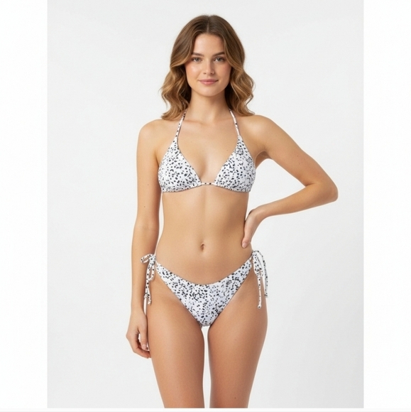 Zaful NEW White Polka Dot Cheeky Bikini Swim Suit Swimsuit Halter Bathin… - Picture 1 of 11